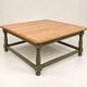 Table basse style Louis XIII – Hêtre massif – Bicolore vert kaki