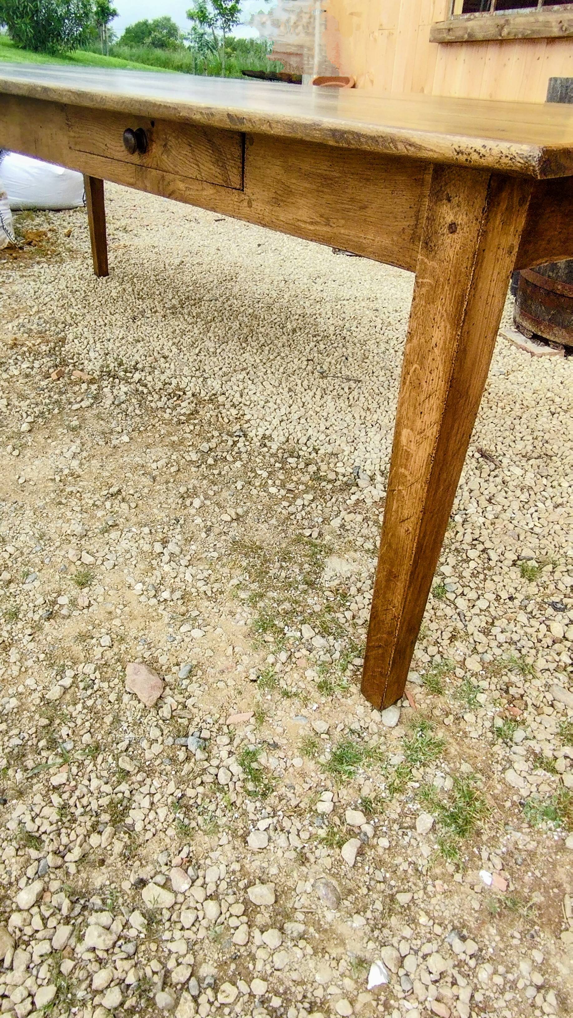 Large solid oak farmhouse table with two drawers 260 cm x 100 cm