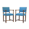 Pair of blue fabric armchairs