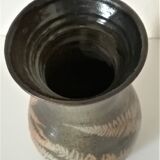 Vintage enamelled ceramic vase decorated with ferns