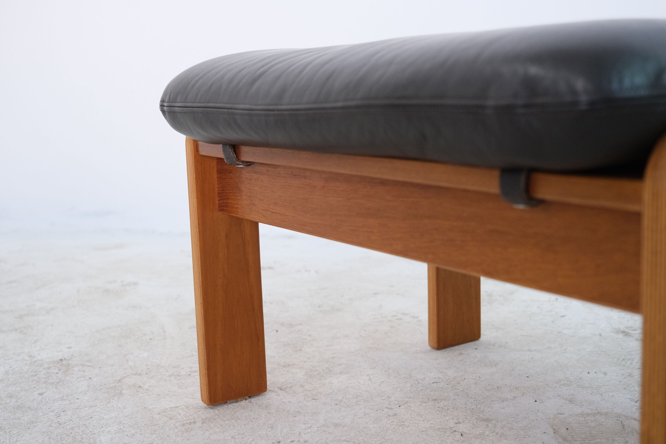 Mid-Century Leather Ottoman, 1970s