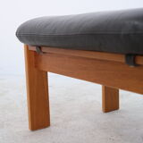 Mid-Century Leather Ottoman, 1970s