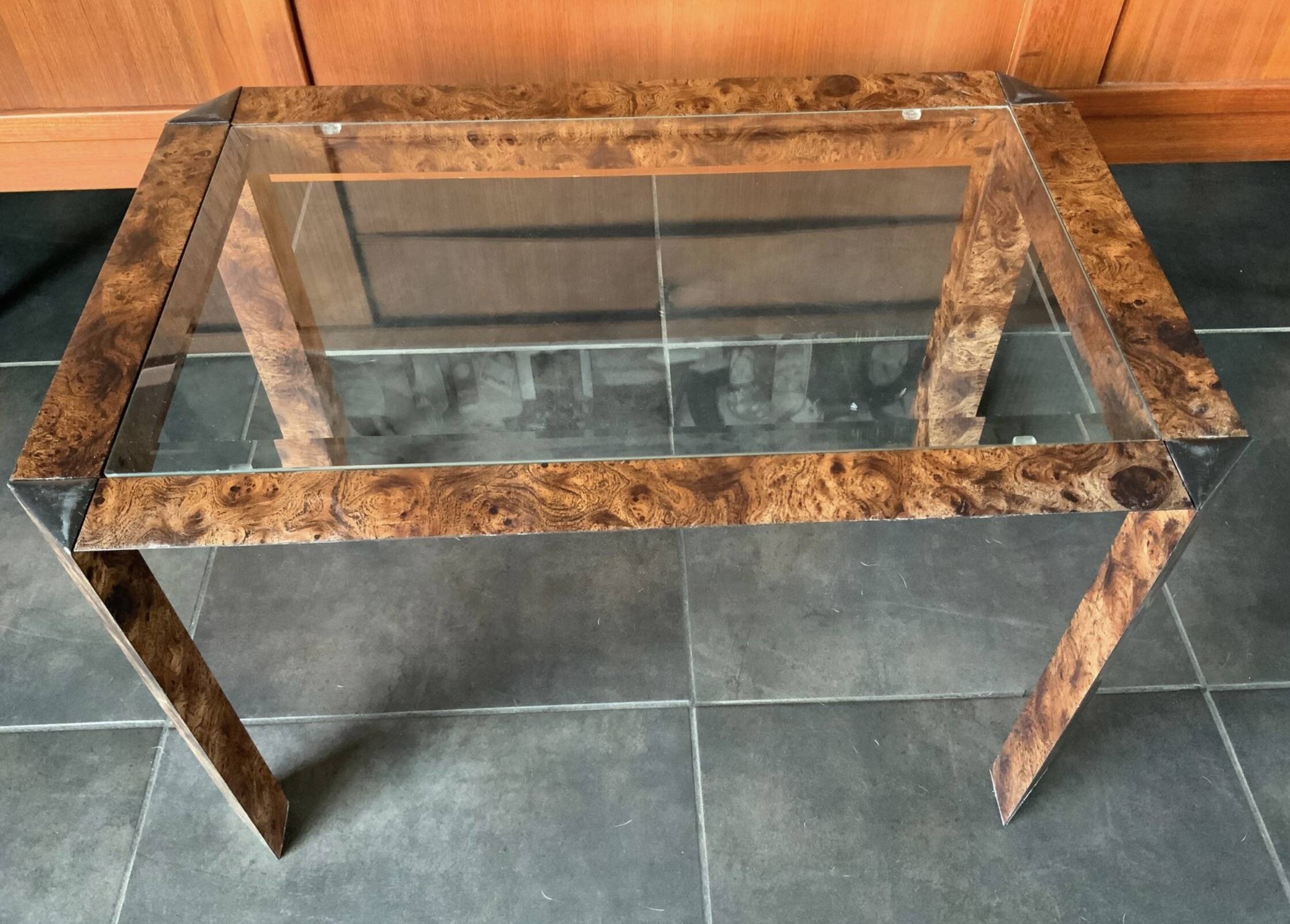 Small table made of elm burl wood.