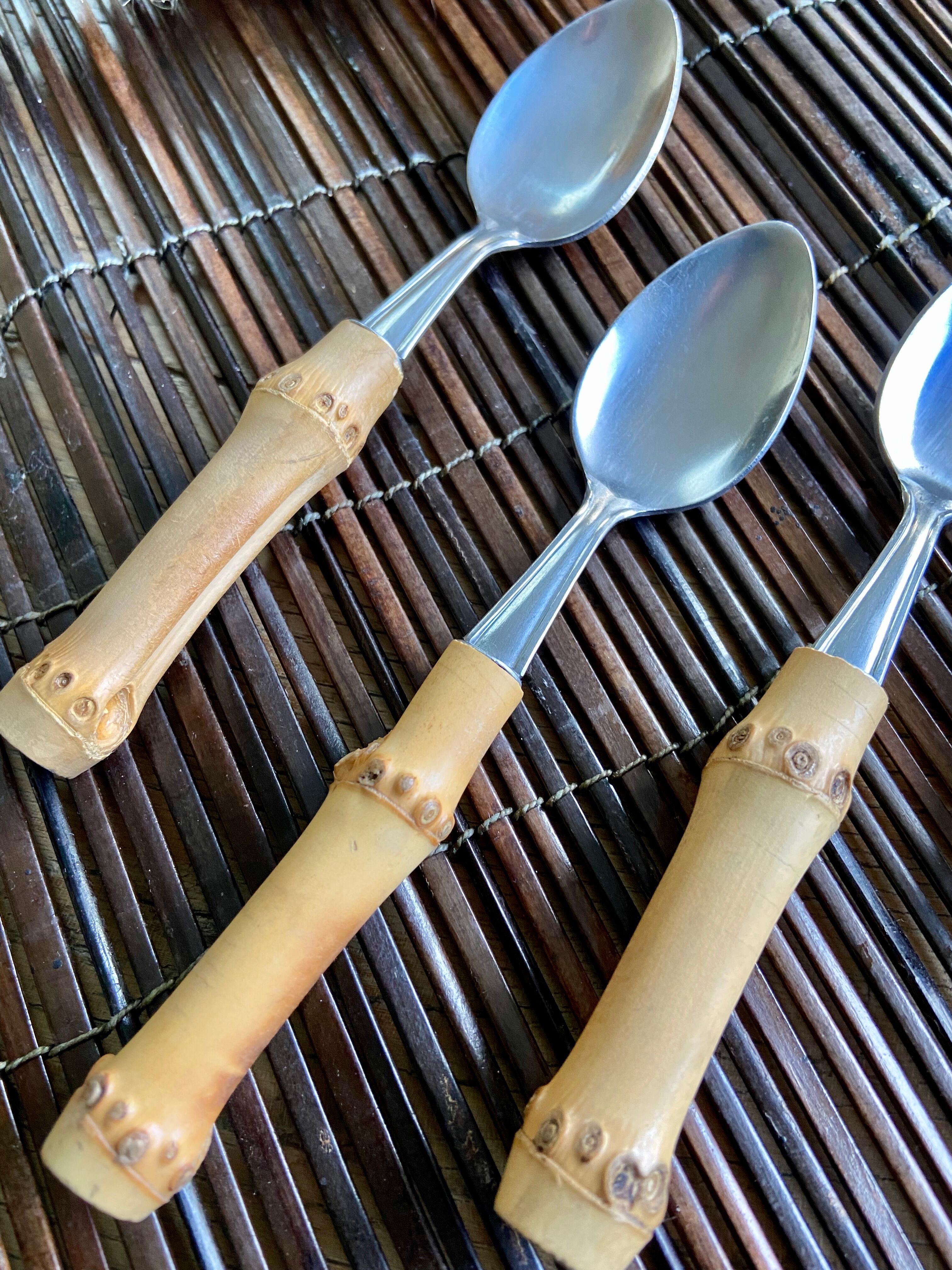 6 small vintage spoons Bamboo Japan
