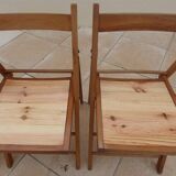 4 chaises en bois vintage vernis Pliables dessus totalement restaurées