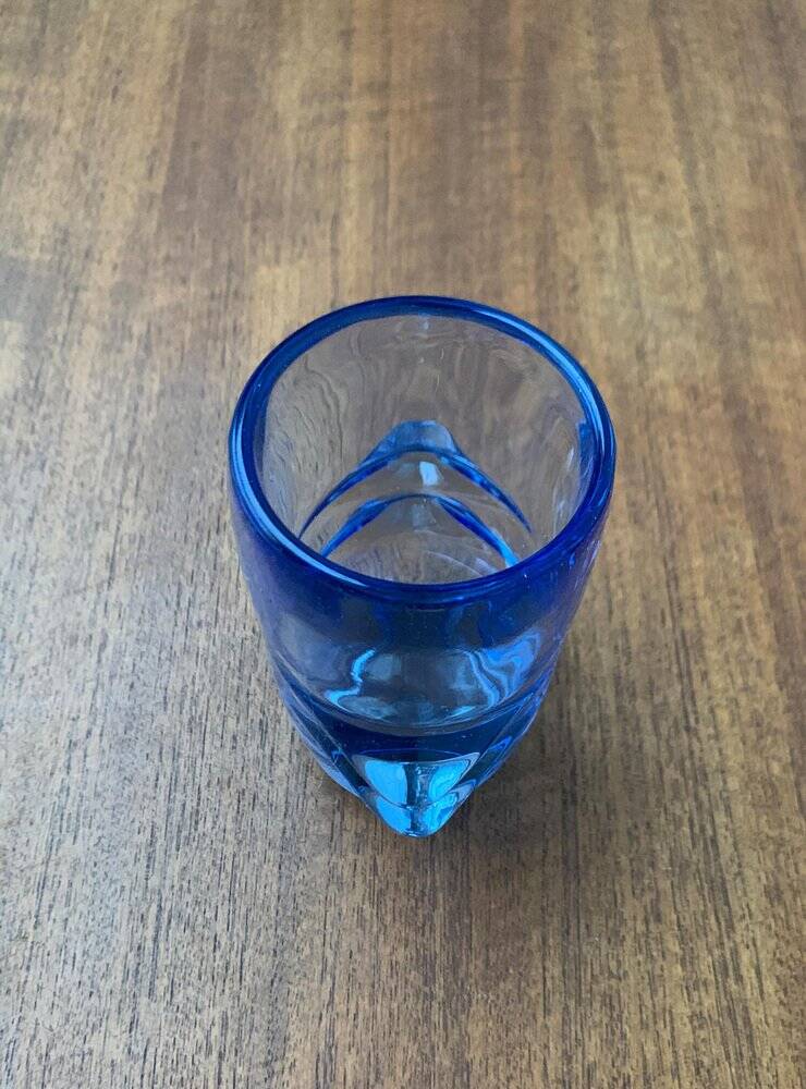 Blue glass vase model 20064 in Mid-Century style by Vladislav Urban for Hermanova Hut, 1960s.