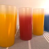 Yellow, red and frosted yellow orangeade glasses made of vintage glass
