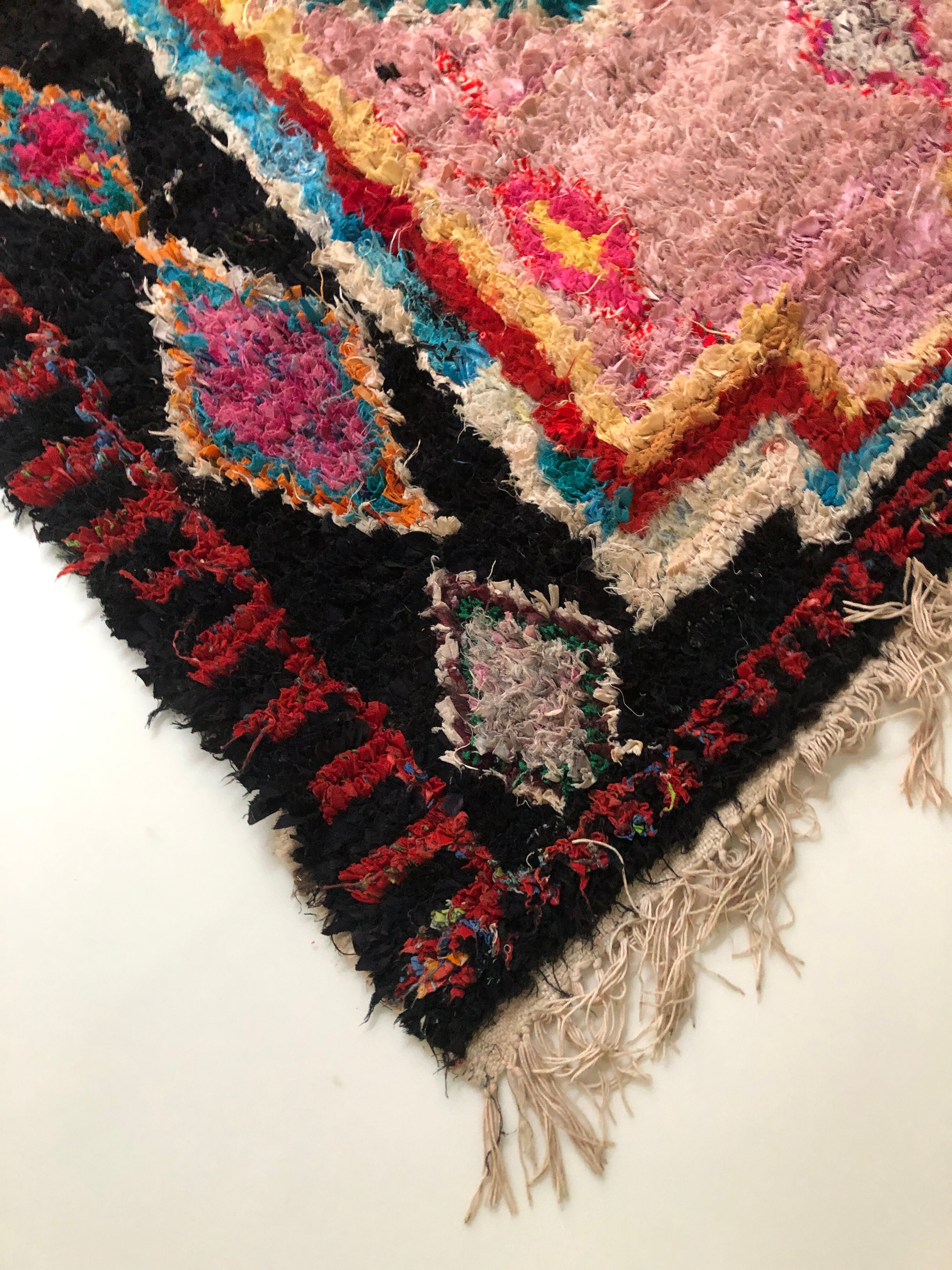 Moroccan Berber carpet Boucherouite 2.1x1.1m