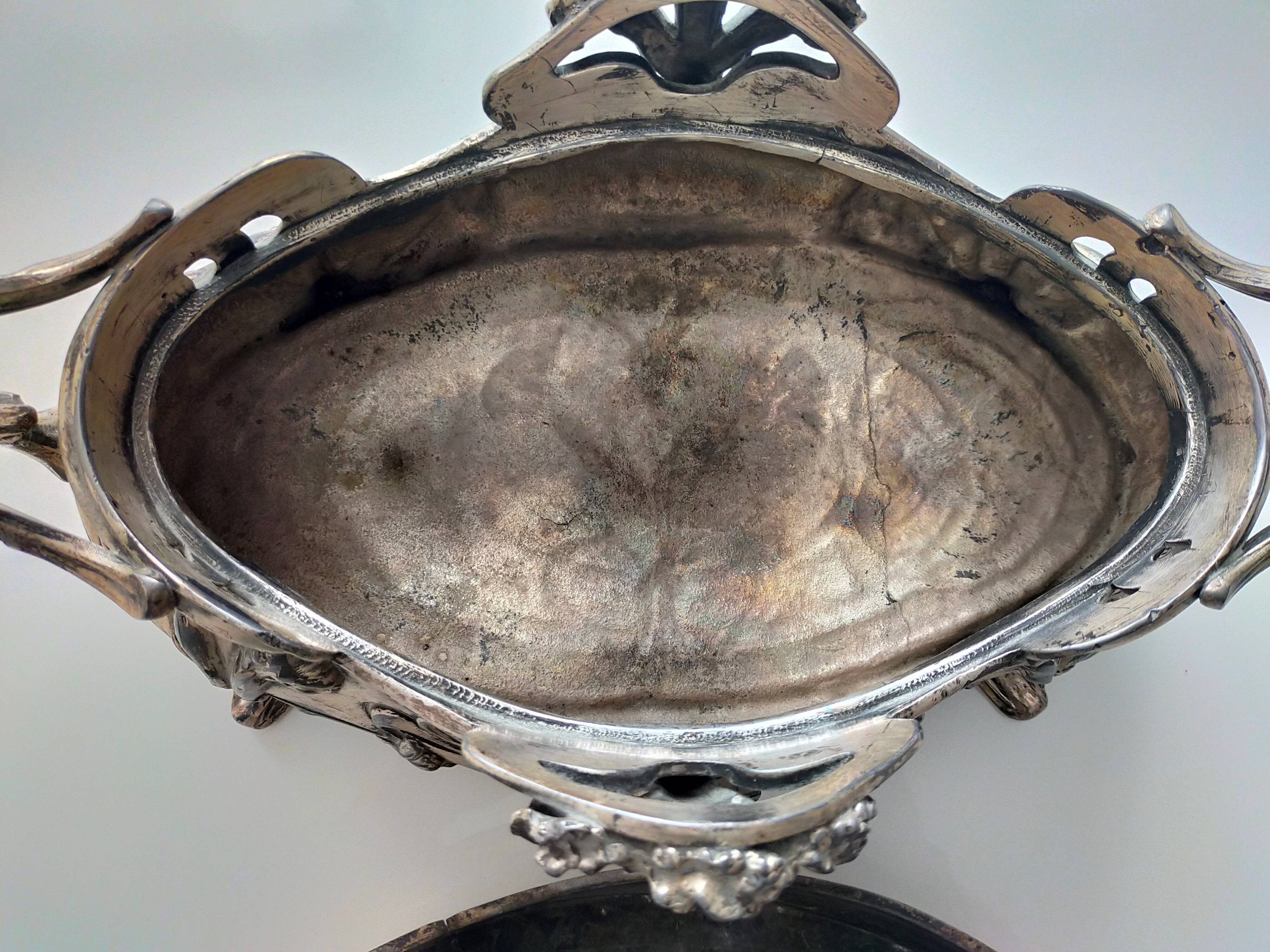 Art Nouveau silver bronze planter