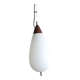 Goffredo Reggiani ovoid teak and opaline pendant light, 1950s