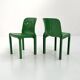 Set of 4 green Selene chairs by Vico Magistretti for Artemide, 1970