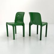 Set of 4 green Selene chairs by Vico Magistretti for Artemide, 1970