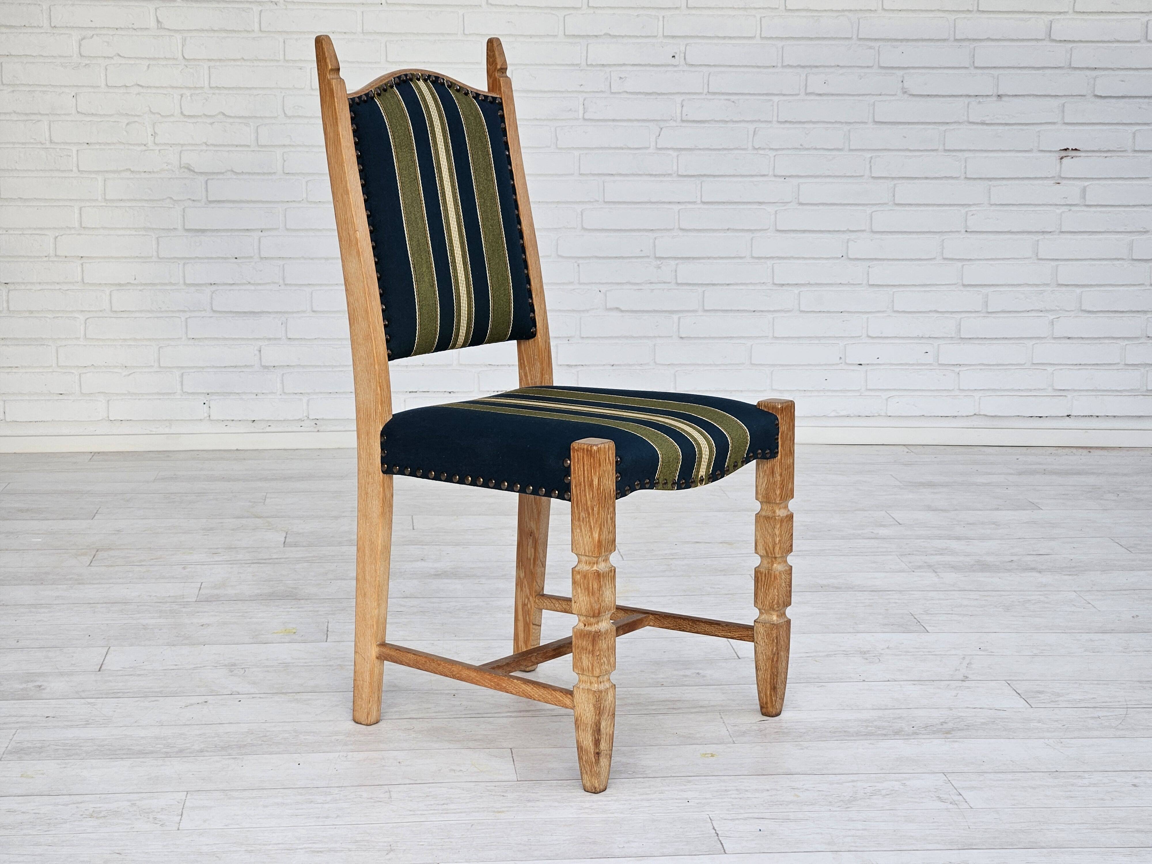 1970s, set 6 pcs of Danish dinning chairs, original good condition, furniture wool.