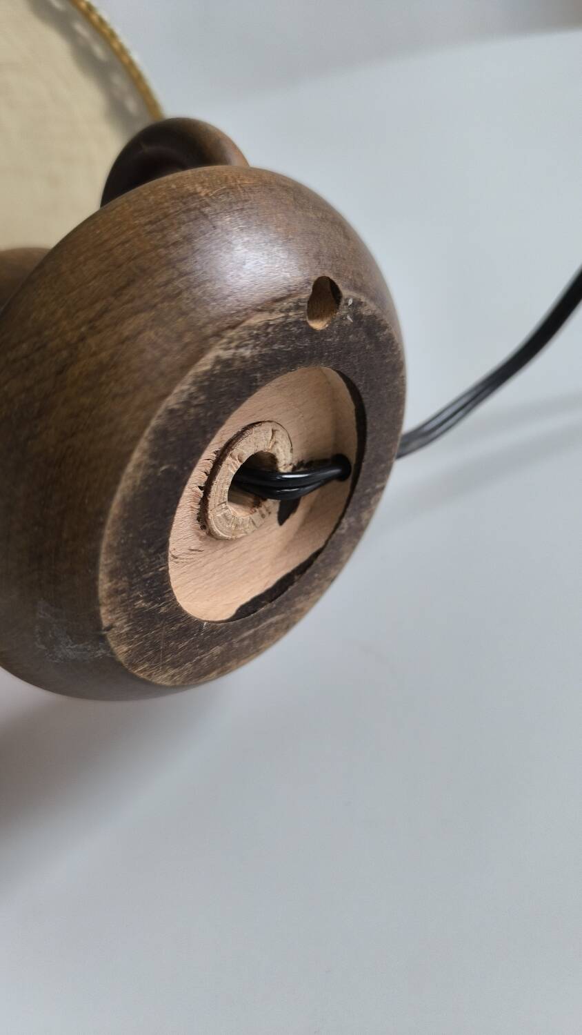 1950s turned wood table lamp