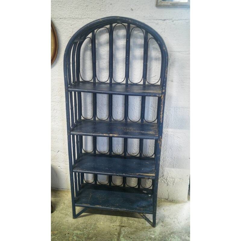 Blue rattan shelf