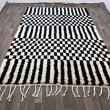 Handmade white and black Berber rug