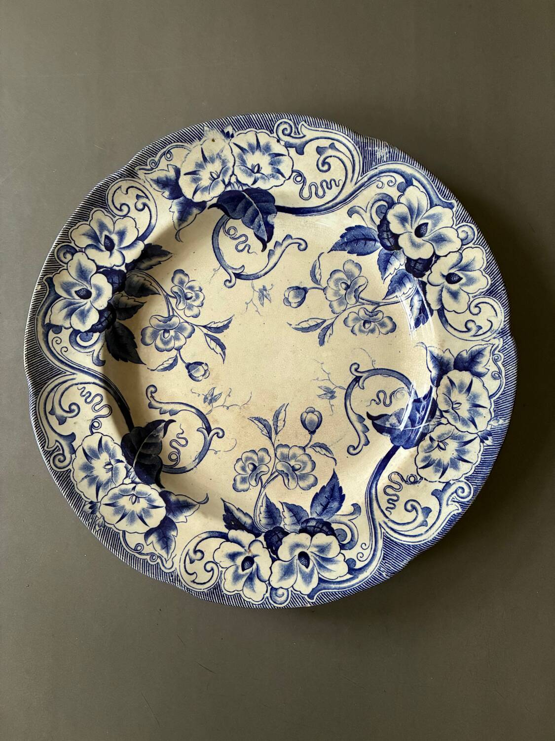 Large round dish Creil and Montereau 19th century