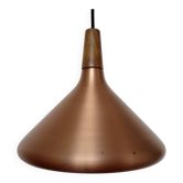 Scandinavian copper and teak pendant, 80s.