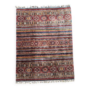 Kilim afghan artisanal en laine – Motifs géométriques – Acheté à Kaboul