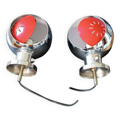 Deux lampes design sans le socle eyeball 1970