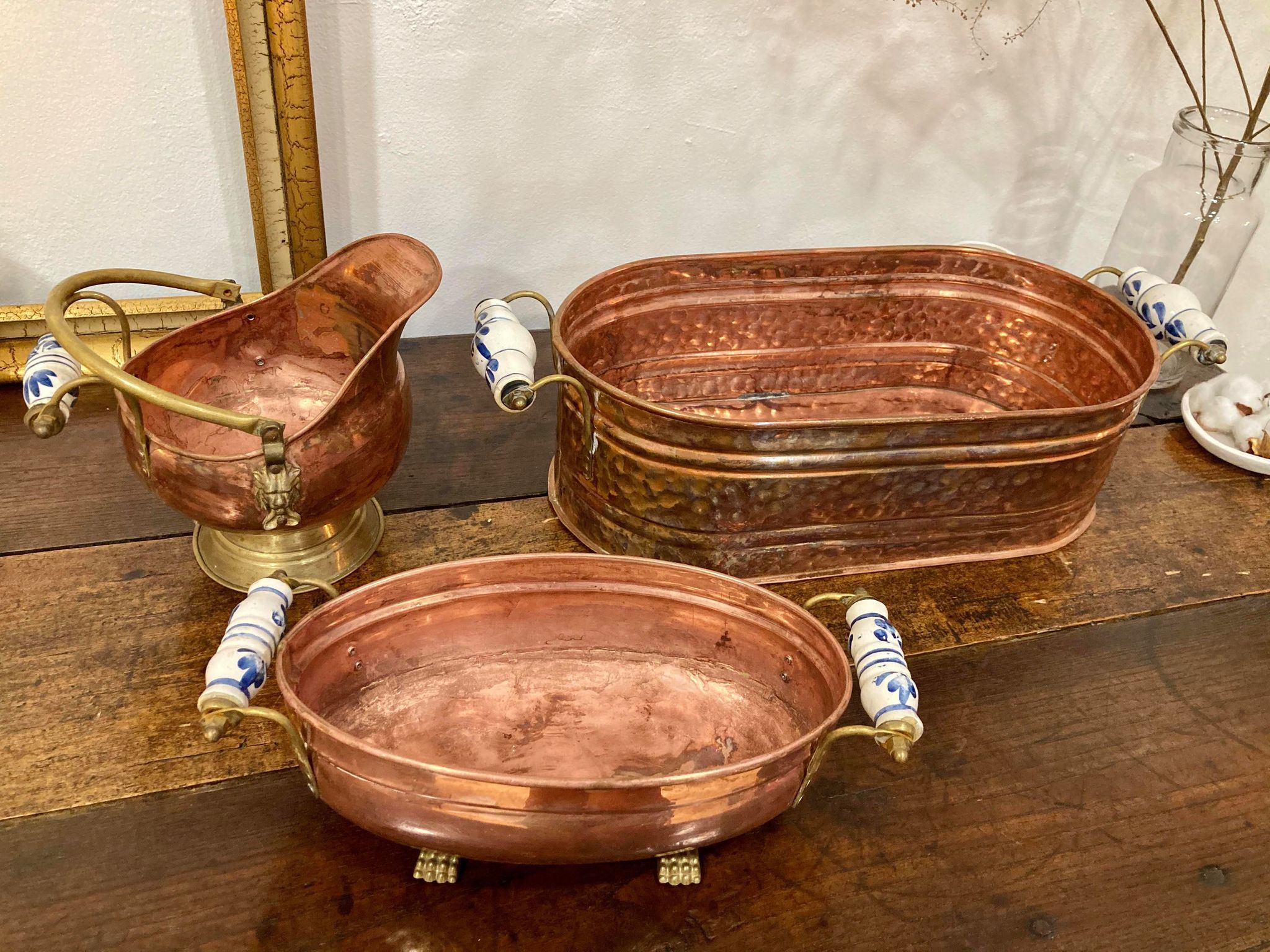 Lot of 3 copper decoration containers