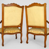 Set of 2 armchairs in carved oak, Louis XV style
