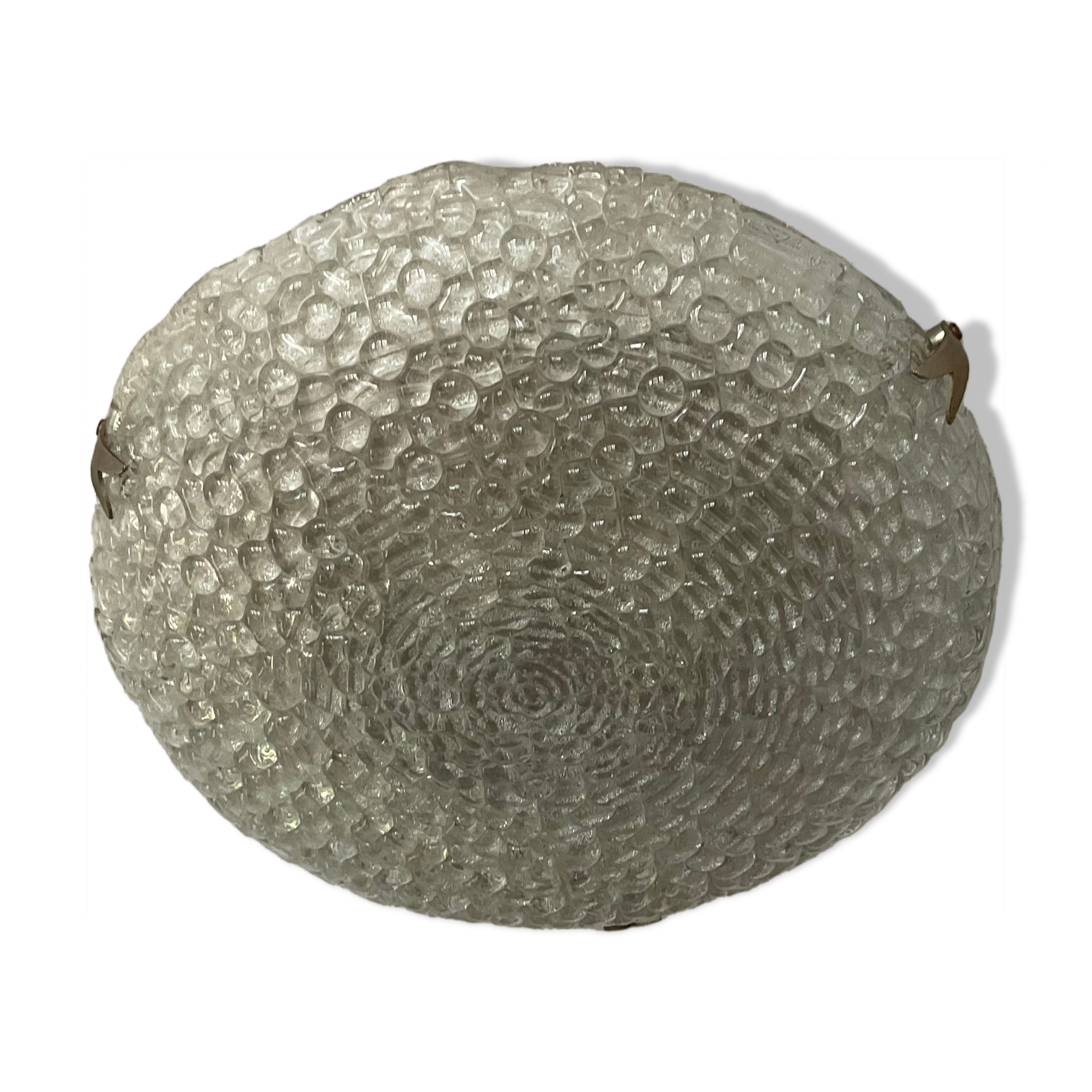 Vintage ceiling lamp year 60-70 in molded glass Ф40cm