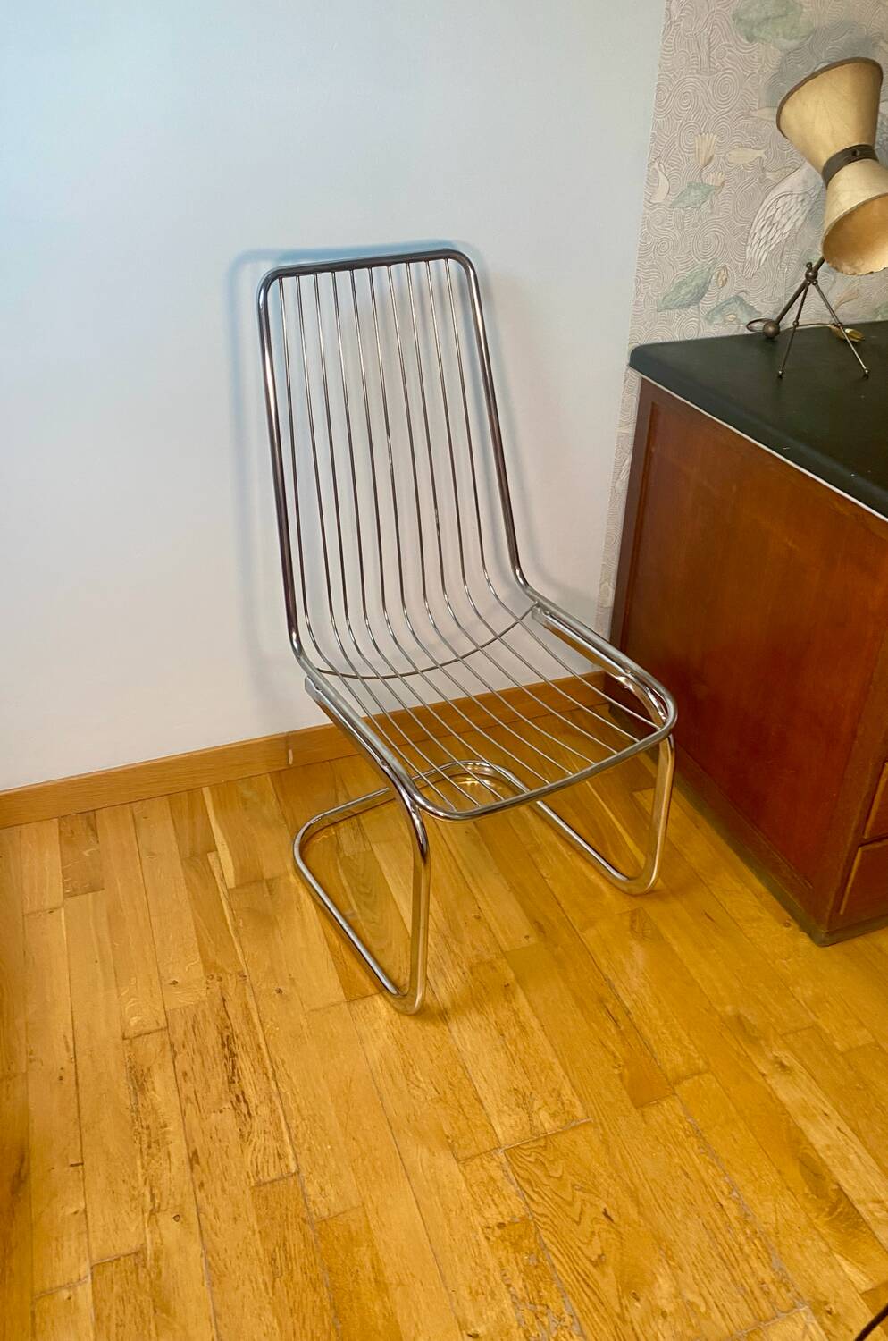 Vintage Rinaldi style chrome metal chair