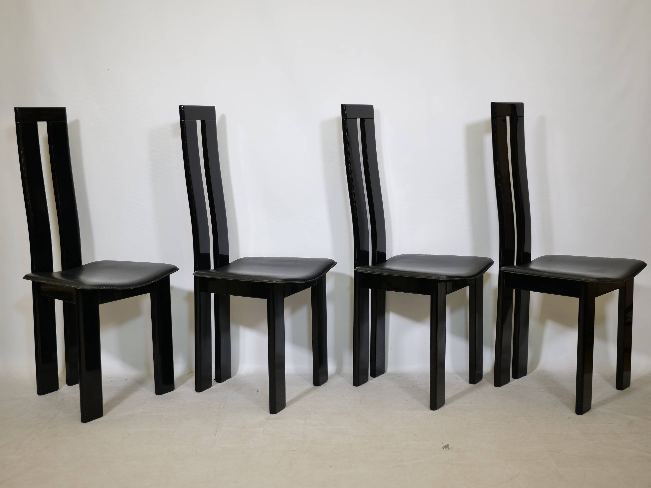 Postmodern Black Dining Chairs by Pietro Costantini, Set of 4, 1970s