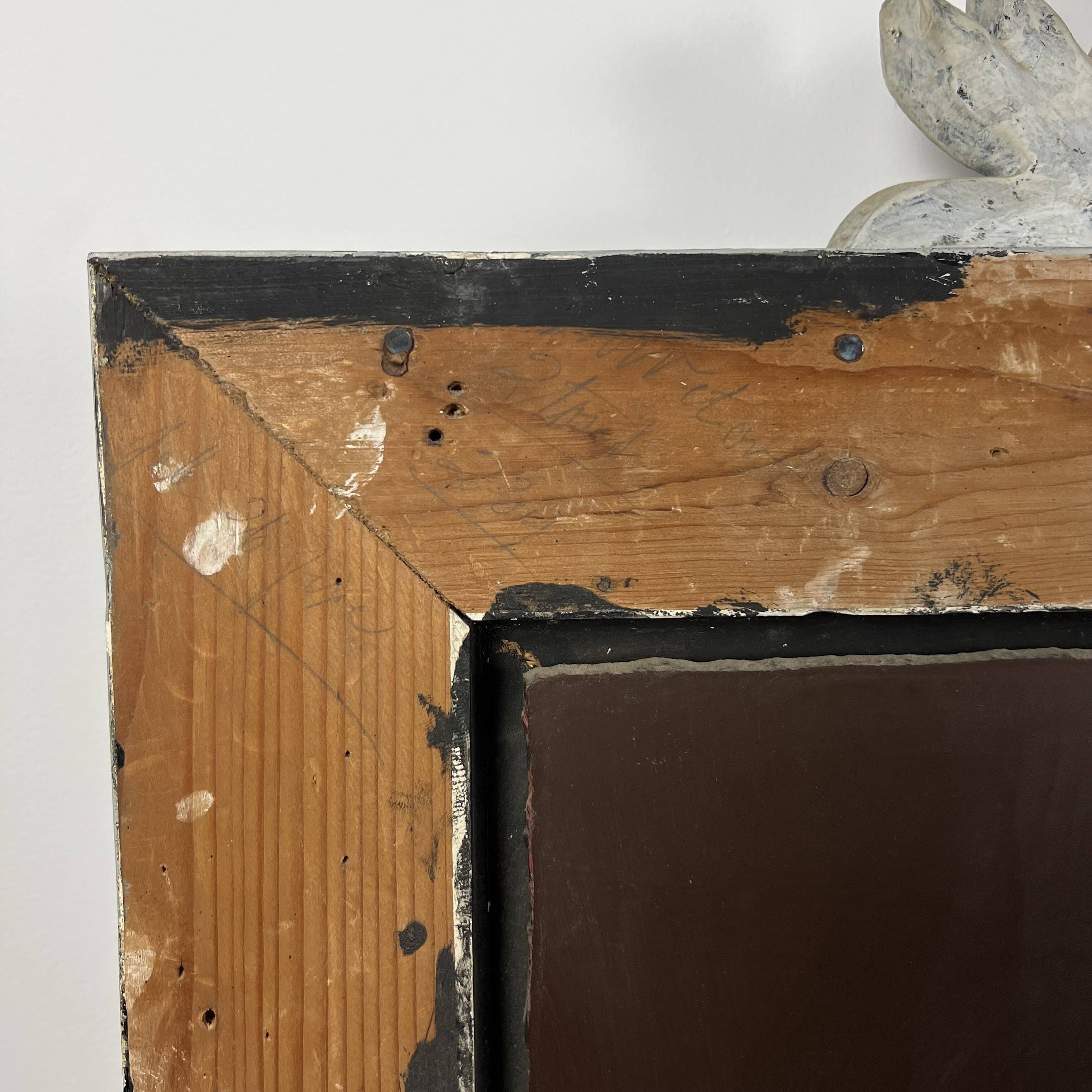 Grand miroir Venitien aux Cygnes, Glace Murano du XIXe siècle biseauté 133