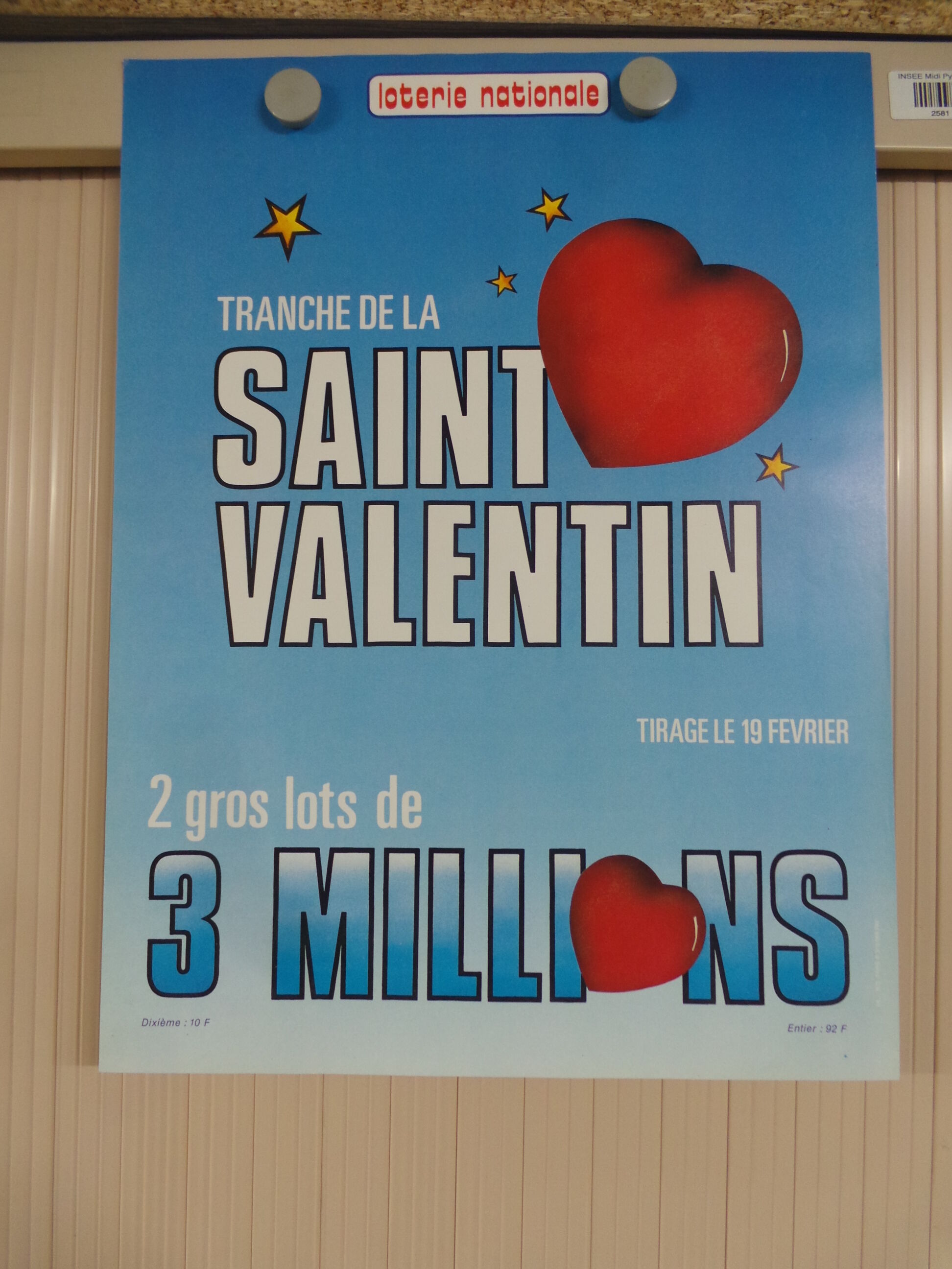 Original National Lottery Lottery slice of Valentine's Day 1986