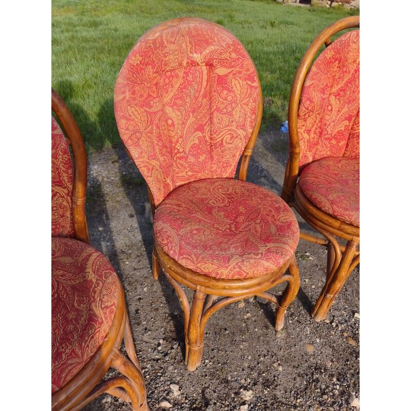 4 vintage rattan chairs