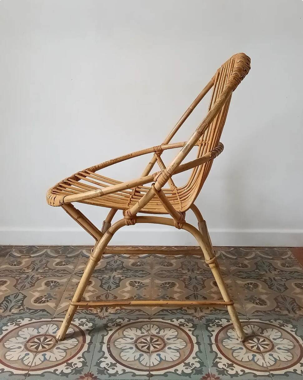 Trio de fauteuils rotin vintage