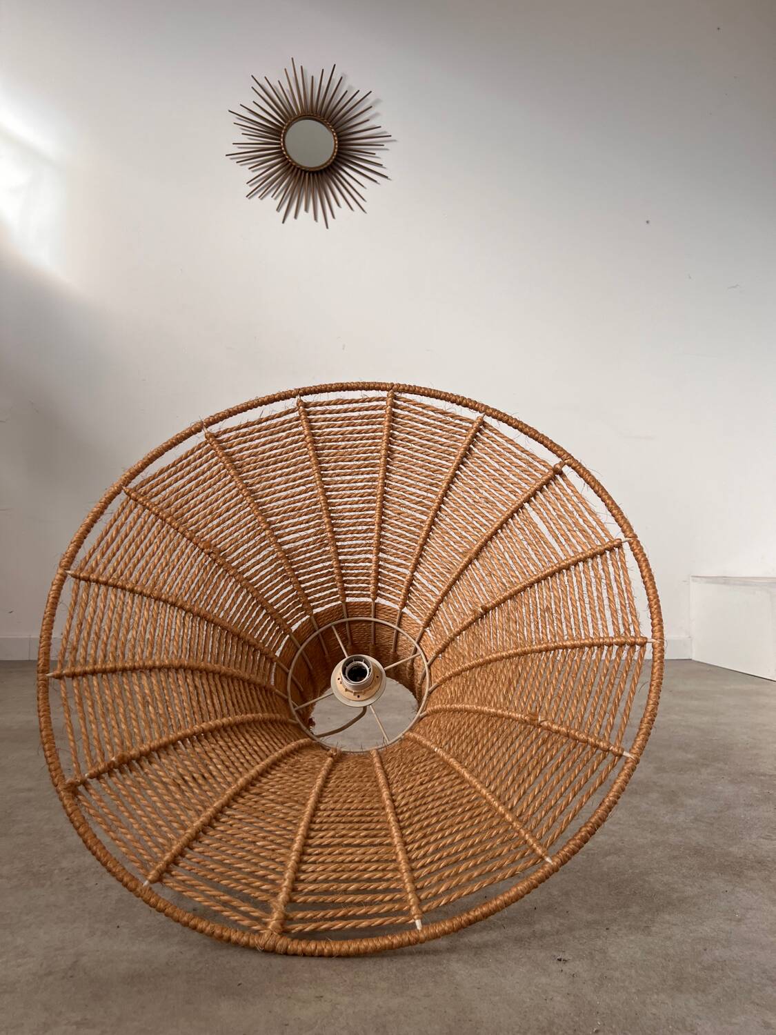 Large vintage rope pendant lamp design from the 70s