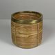 Set of 5 rattan pencil reed and brass plant holder baskets, Italy 1970s
