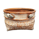 Cache pot en rotin patiné