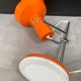 Orange lacquered metal and chrome desk lamp, circa 1970