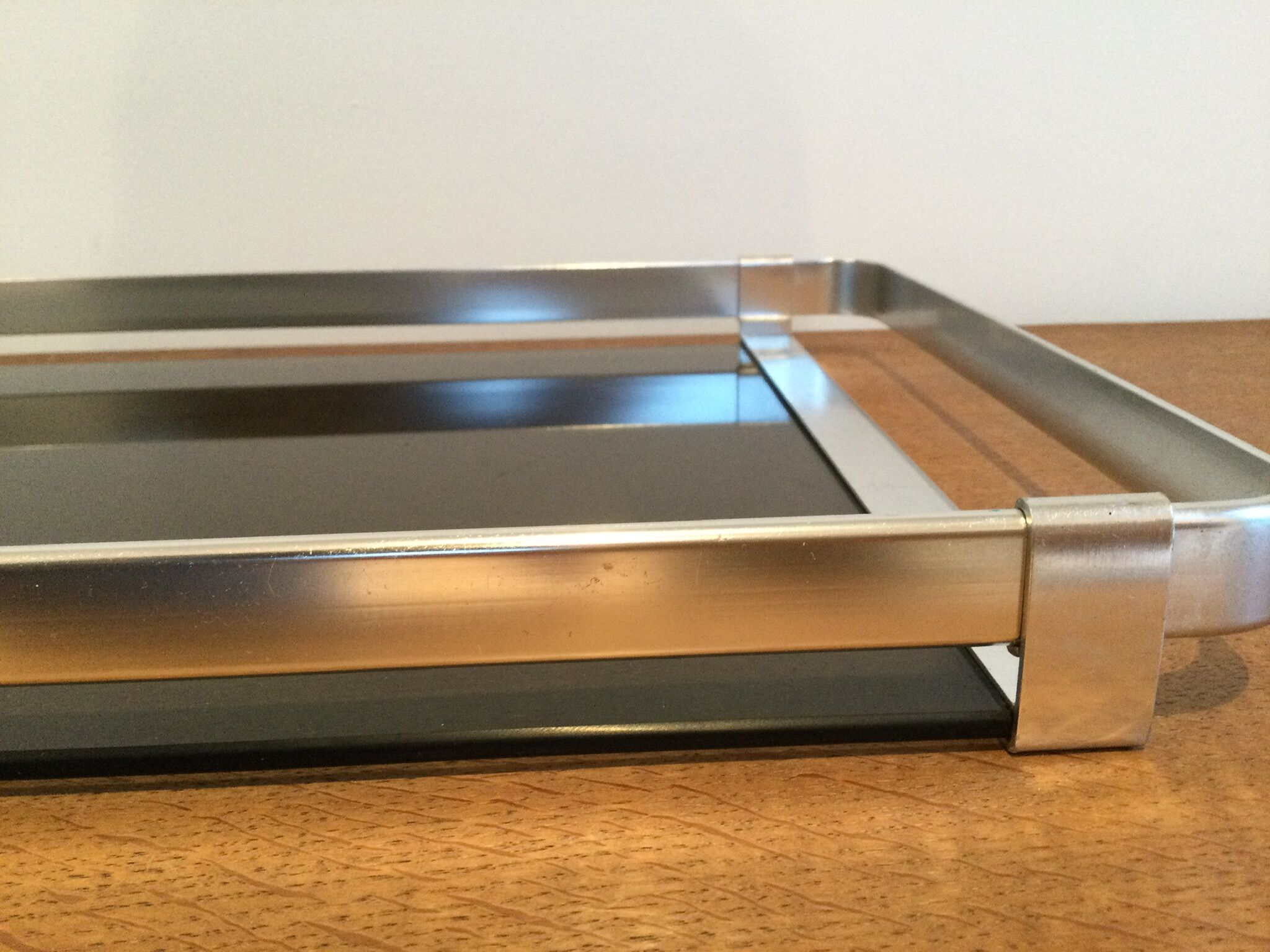 Stainless tray and glass