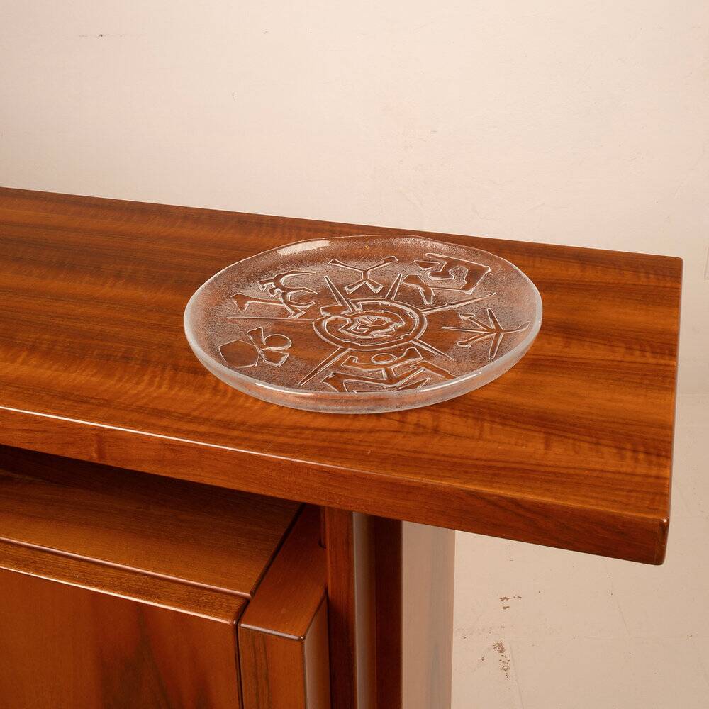Plaque en verre sculptée par Arnaldo Pomodoro