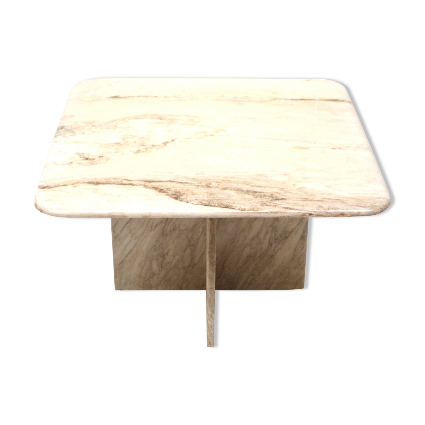 Square vintage Italian marble coffee table / side table from the 1970s