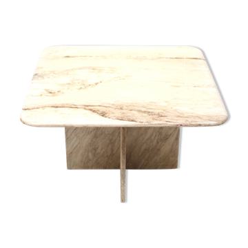 Table basse / table d'appoint carrée vintage en marbre italien des années 1970