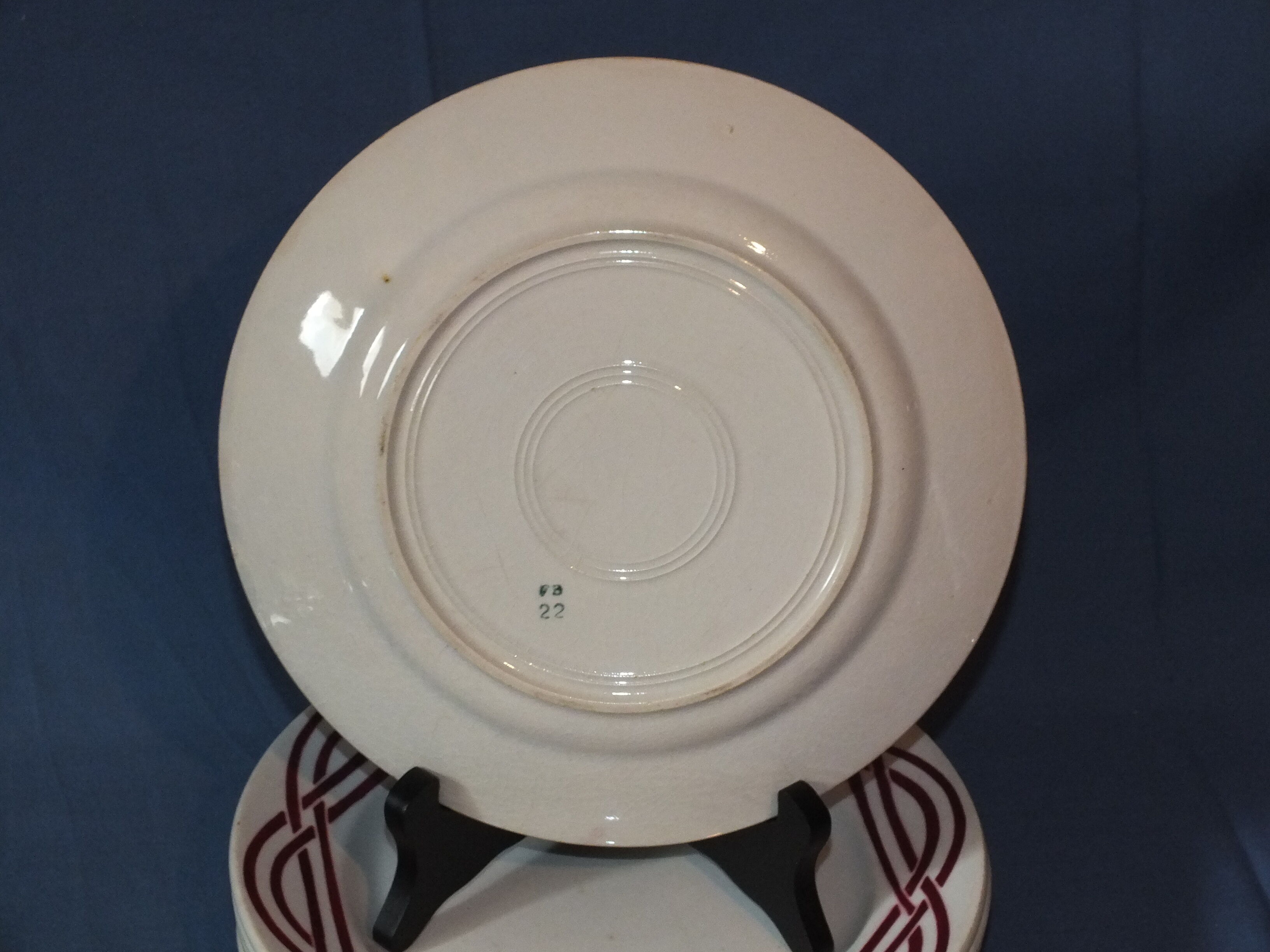 6 flat plates vintage art deco - red décor