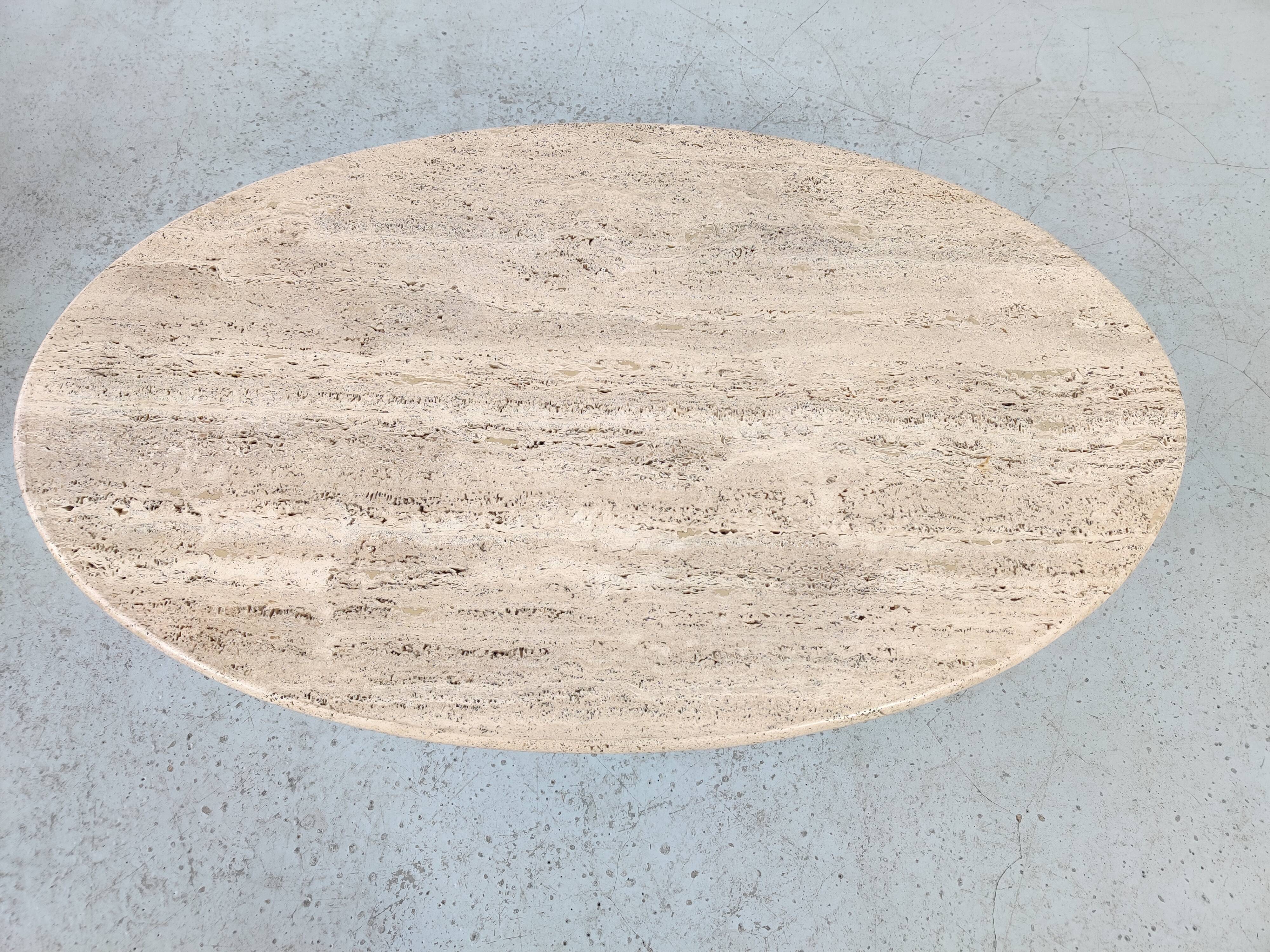 Oval travertine coffee table by Peter Draenert, 80s