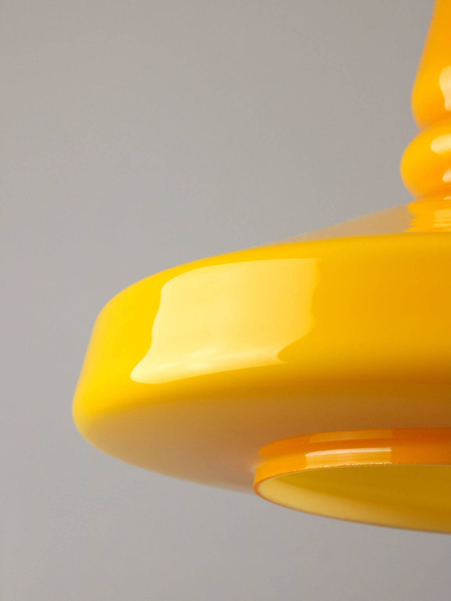 Mid-Century Italian Yellow Glass and Brass Pendant Lamp