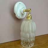 Vintage globe wall lamp in half frosted, half transparent glass