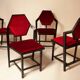 Lot 4 chaises par Frank Lloyd Wright années 80