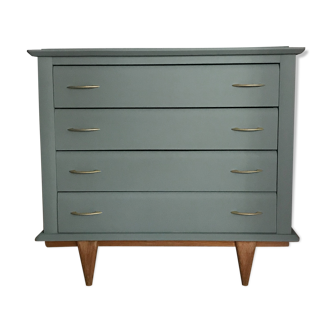 Commode vintage 4 tiroirs bleu gris