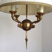 French antique empire style 4 light chandelier pleated cream fabric shade 4311