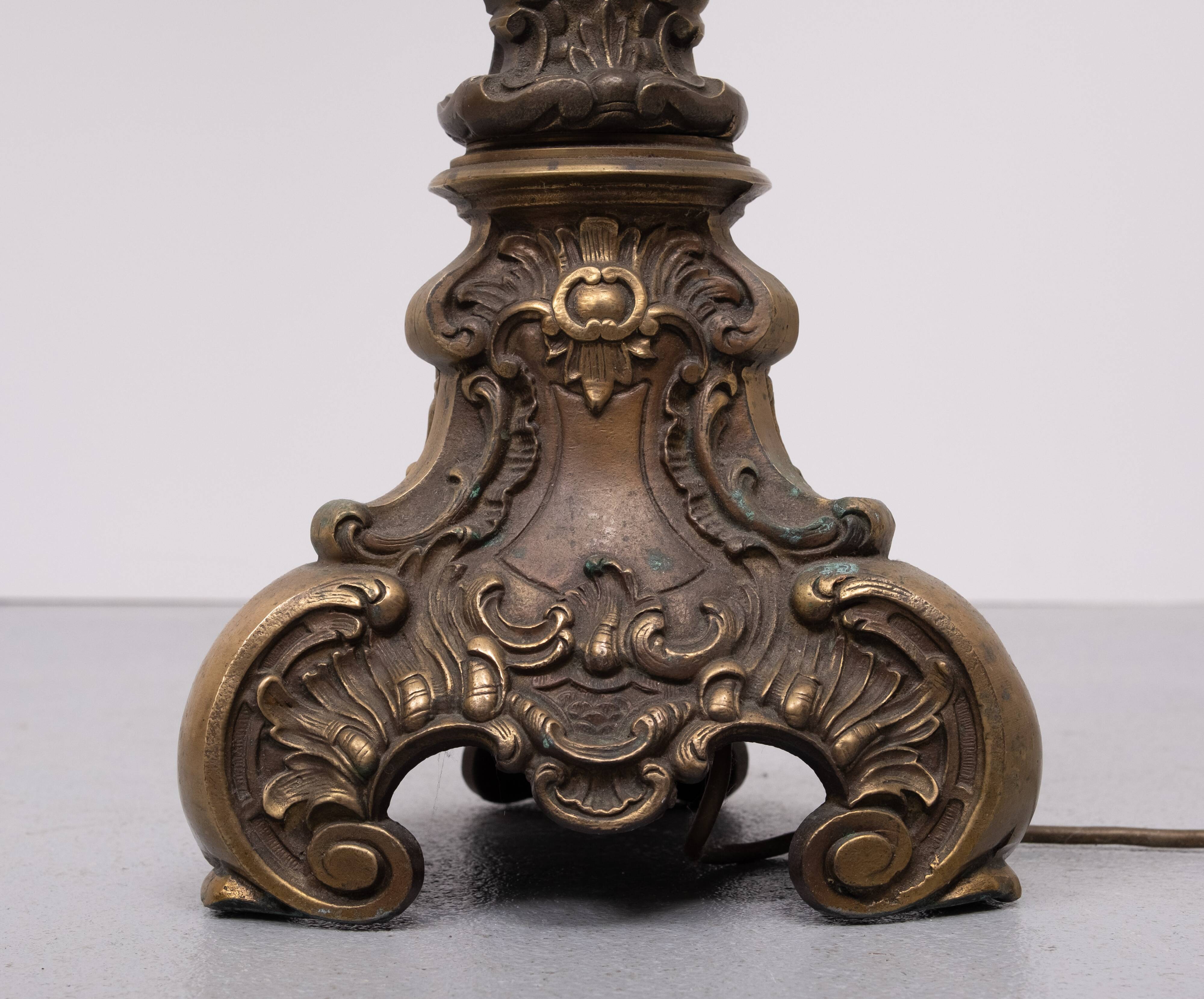 Baroque Revival solid Brass floor lamp France 1950s