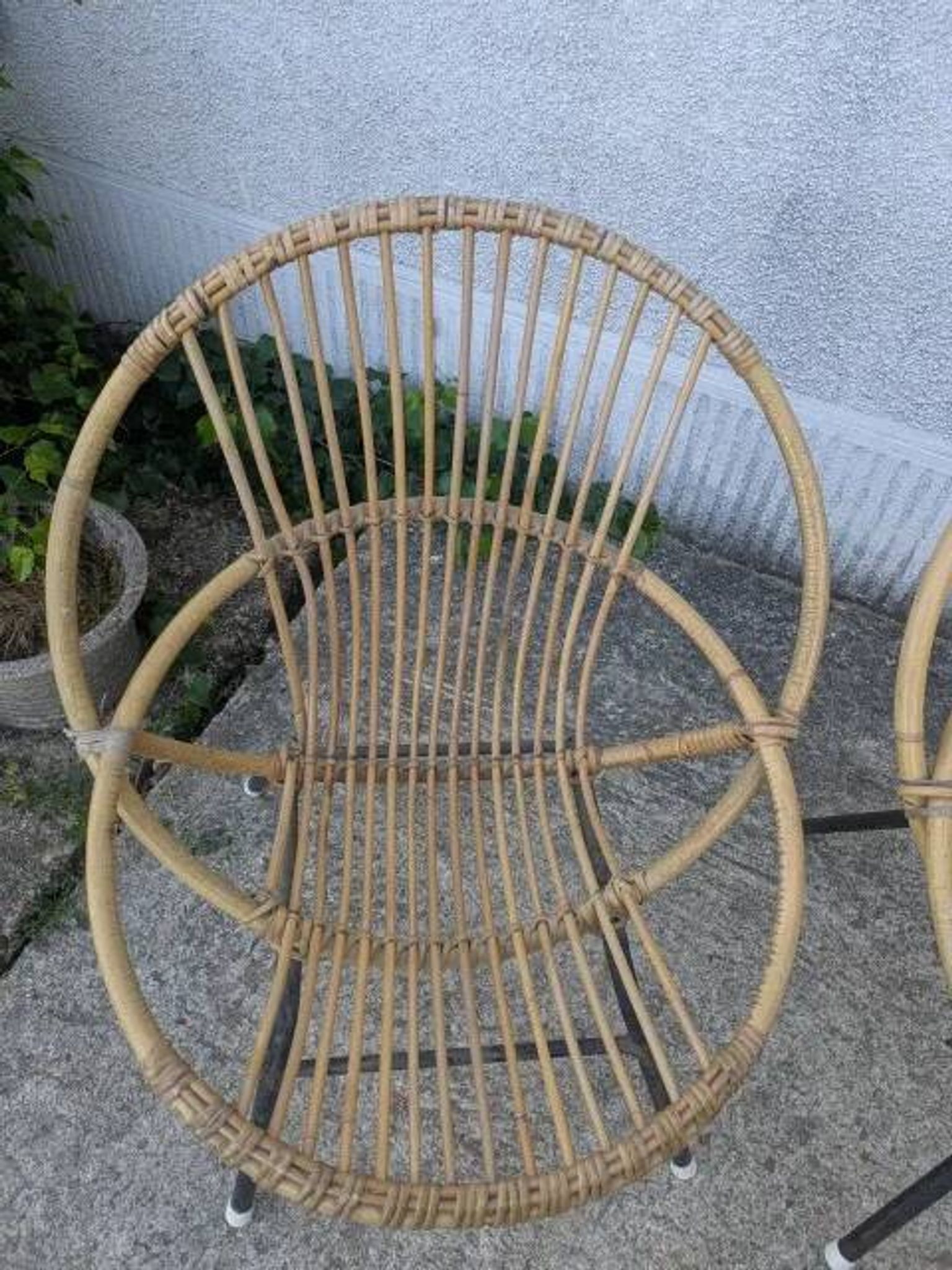 Pair of rattan armchairs